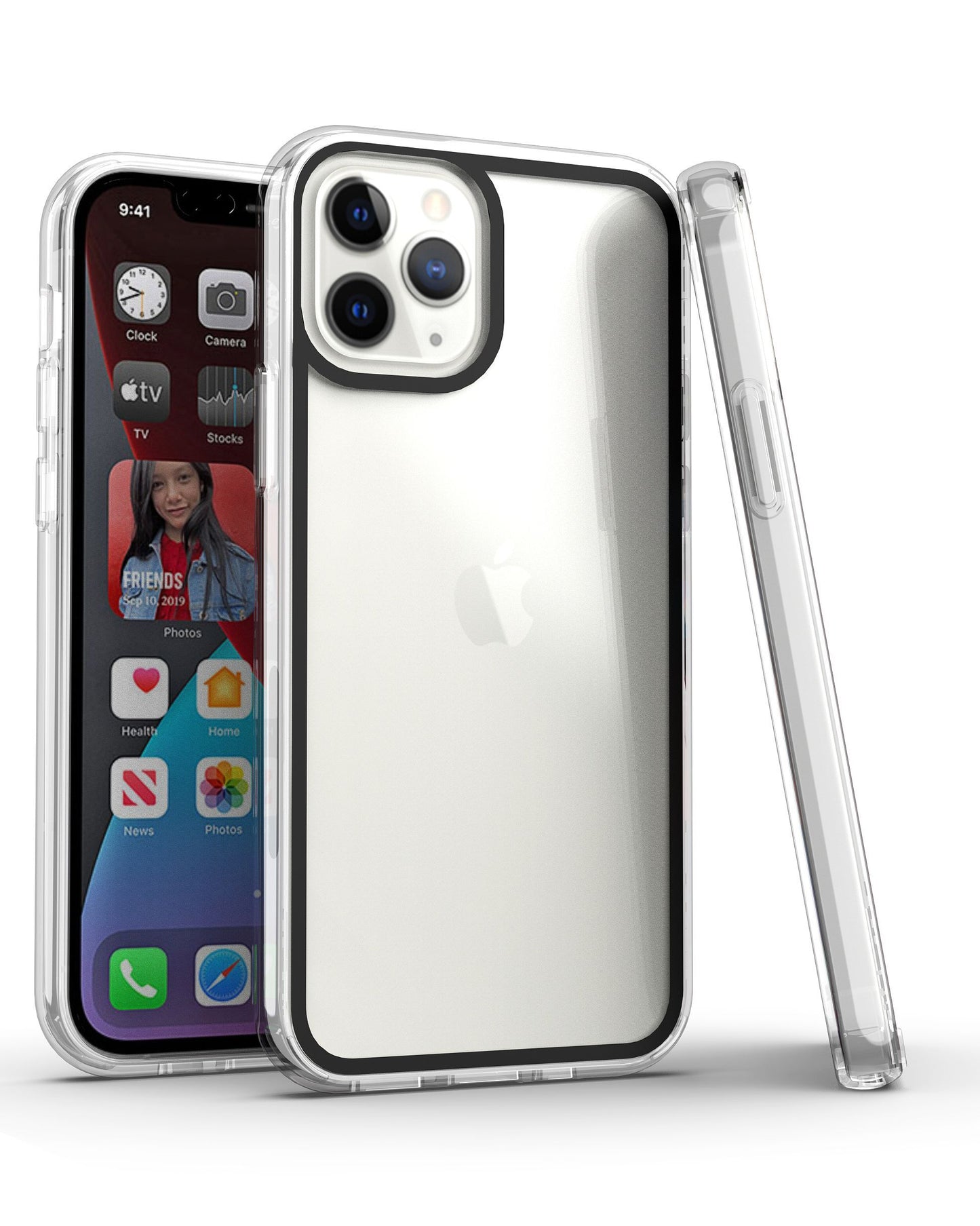 Apple iPhone SE 3 (2022) SE/8/7 Colored Frame Bumper Silk Print PC TPU Hybrid Case Cover - Black (1104959)