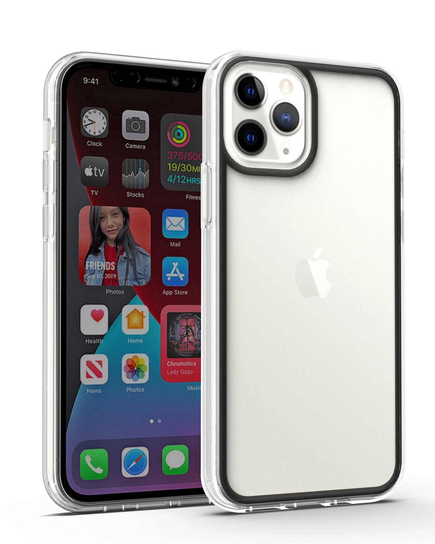Apple iPhone SE 3 (2022) SE/8/7 Colored Frame Bumper Silk Print PC TPU Hybrid Case Cover - Black (1104959)