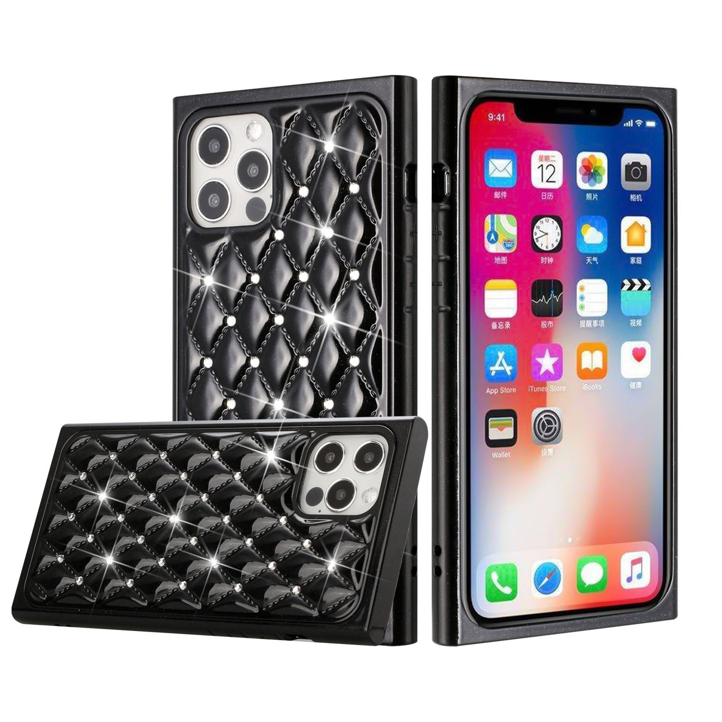 Apple iPhone XR GEM Diamonds Premium Sturdy Beautiful Hybrid Case Cover - Black (1102736)