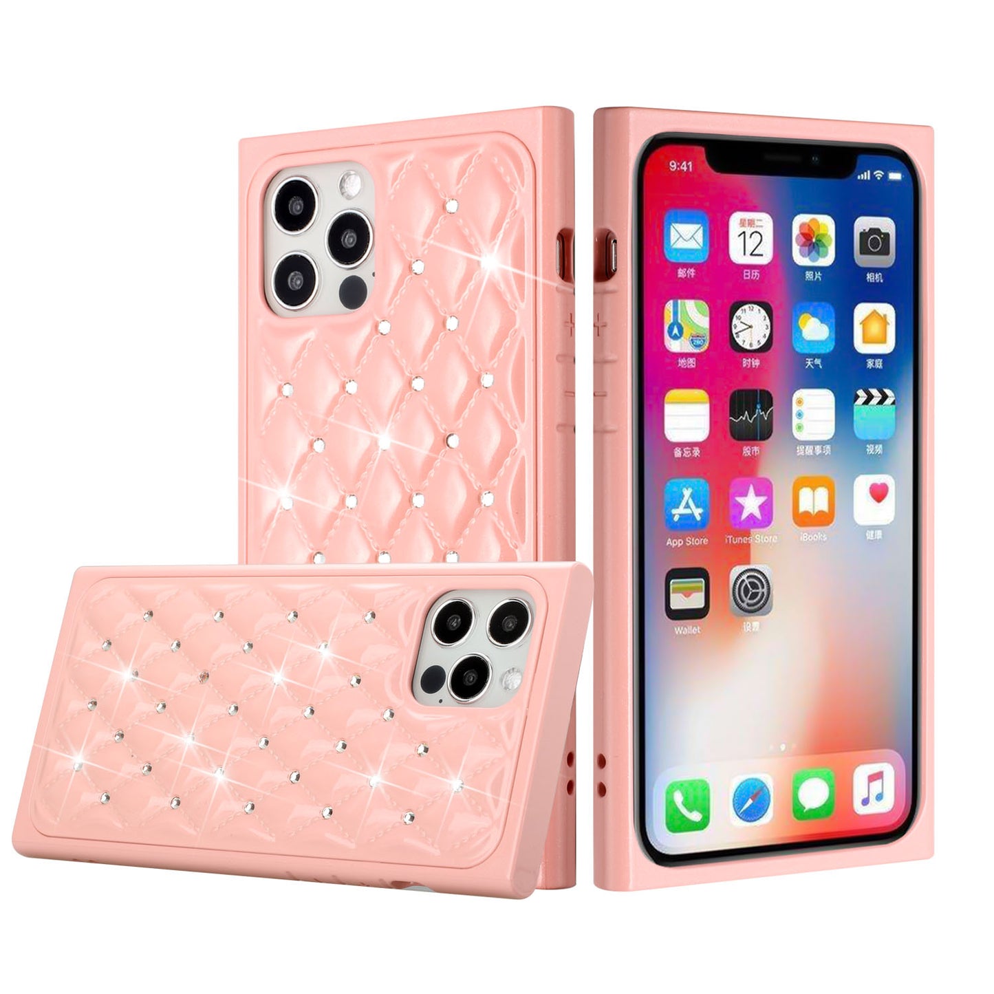Apple iPhone XR GEM Diamonds Premium Sturdy Beautiful Hybrid Case Cover - Rose Gold (1102737)