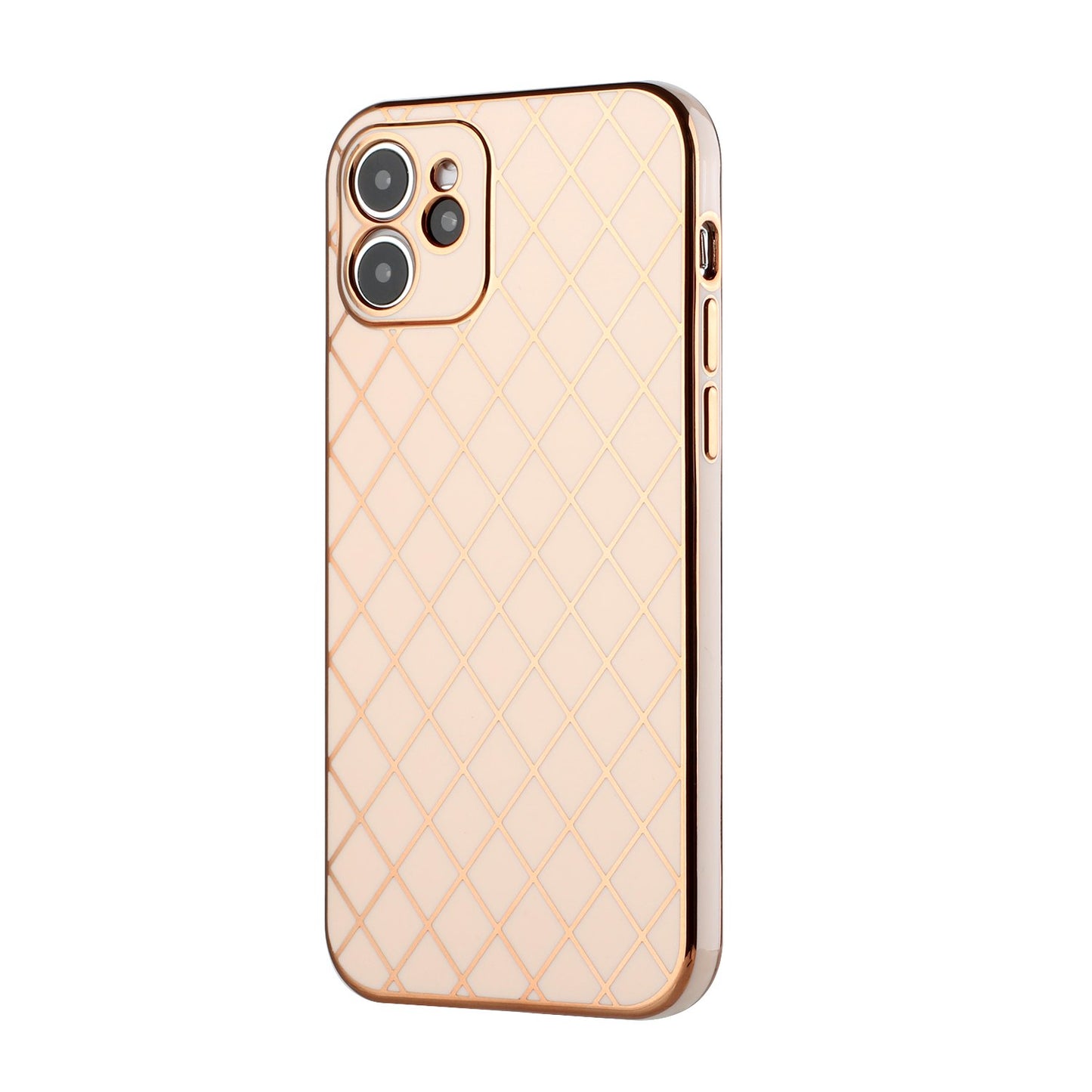 Apple iPhone XR Electroplated Grid Diamond Lines TPU Case Cover - Rose Gold (1103032)