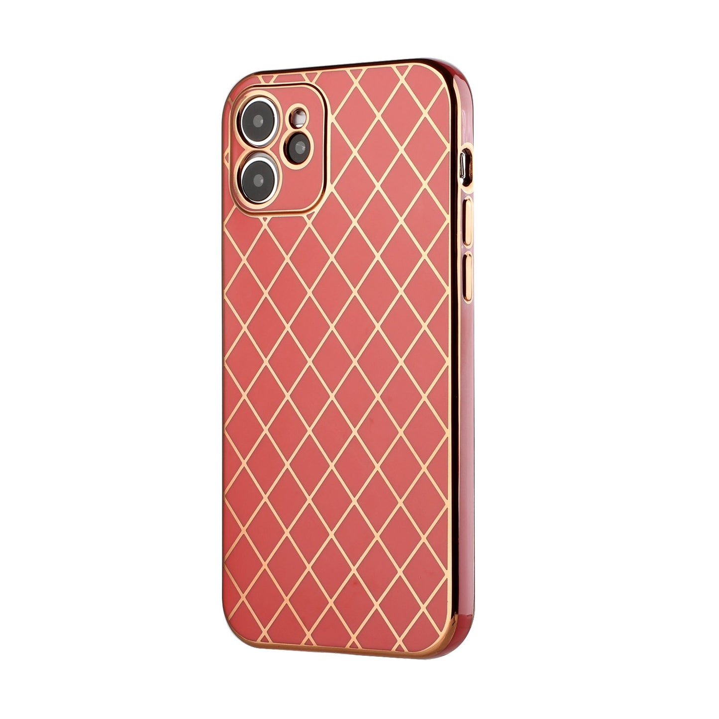 Apple iPhone XR Electroplated Grid Diamond Lines TPU Case Cover - Red (1103031)