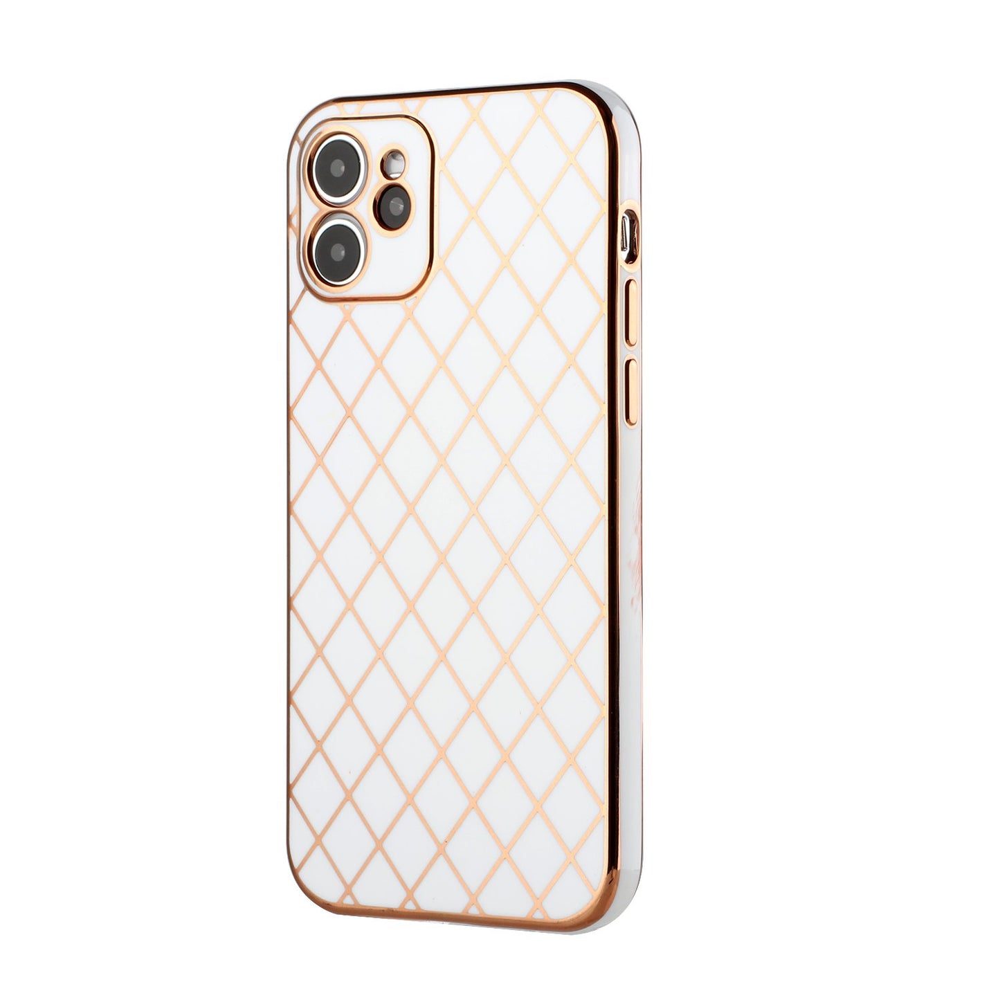 Apple iPhone XR Electroplated Grid Diamond Lines TPU Case Cover - White (1103033)