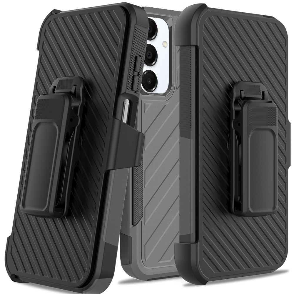 Samsung A16 5G Noble lined shockproof dual layer hybrid with Holster - Grey/Black (1102491)