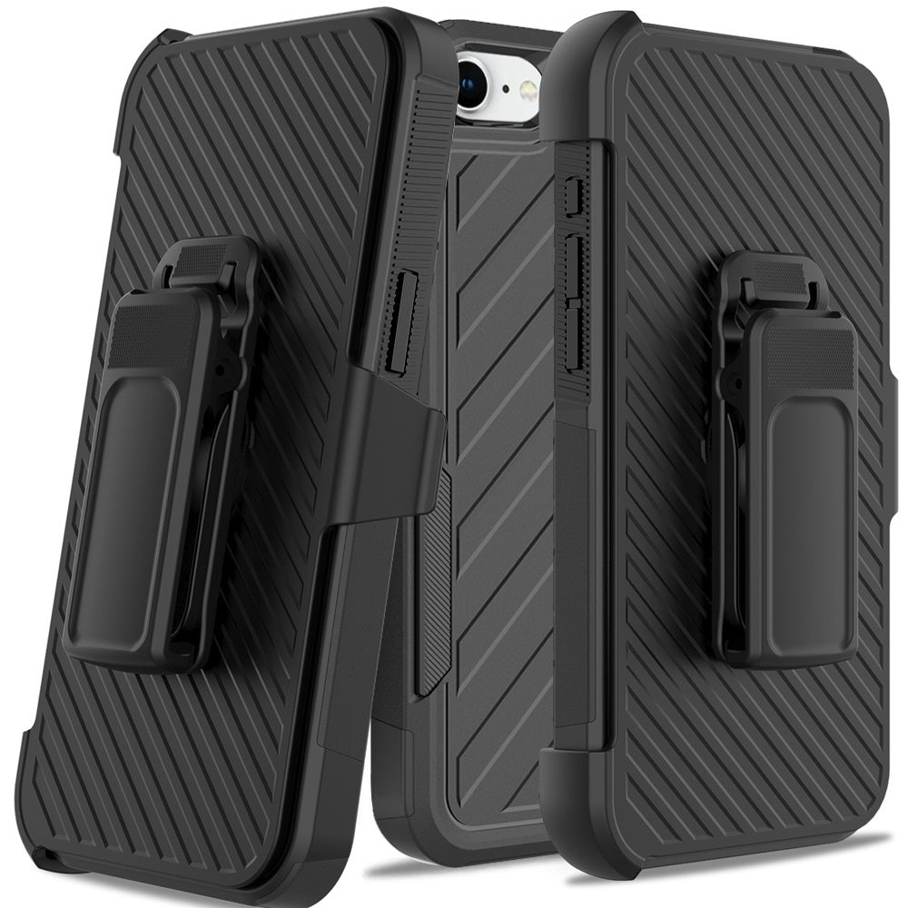 iPhone 17E / 16E / SE4 Noble lined shockproof dual layer hybrid with Holster - Black/Black ( 1107774) (MSRP $59.99)