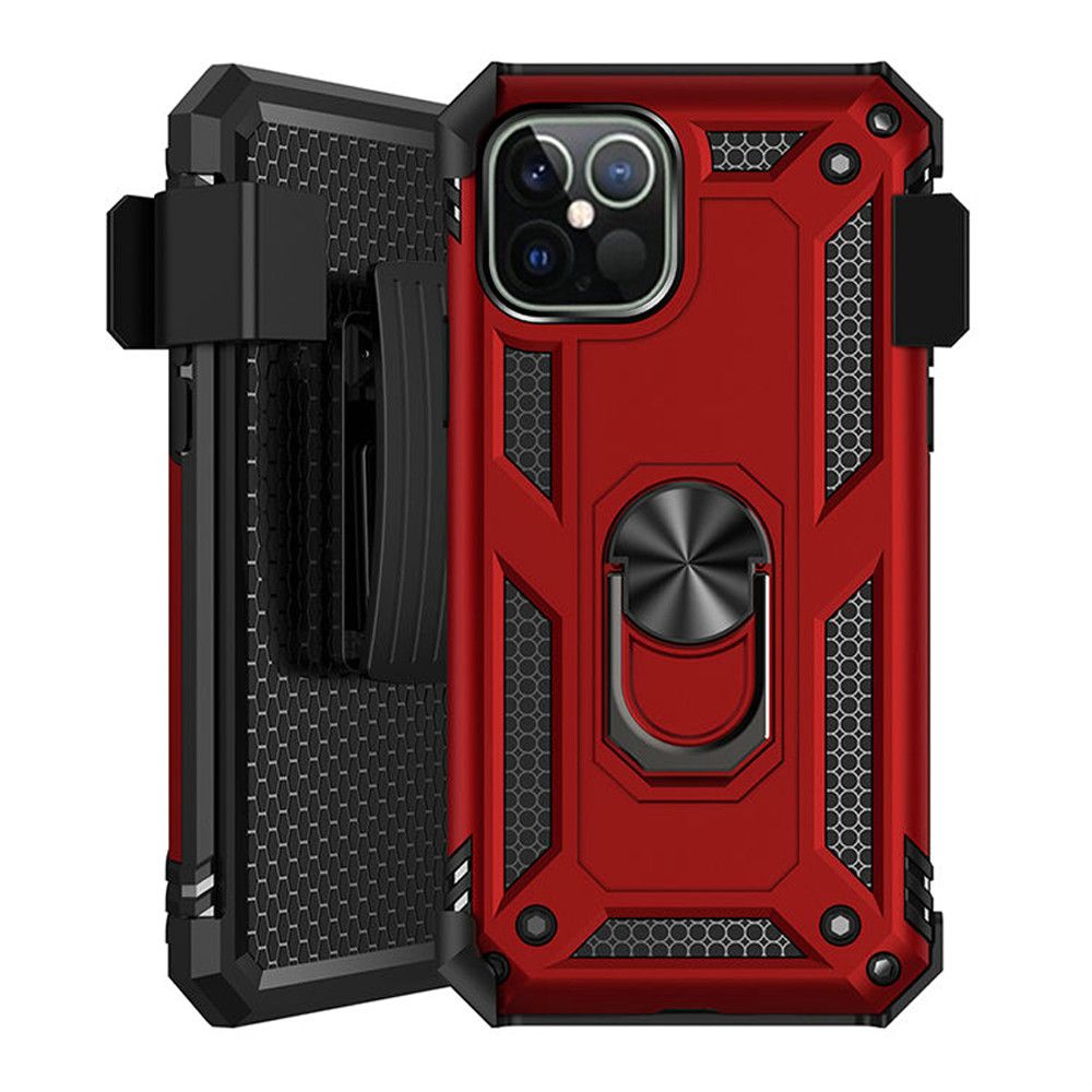 Apple iPhone 12 Pro Max 6.7 Holster Magnetic Ringstand Clip Cover Case - Red (1101091)
