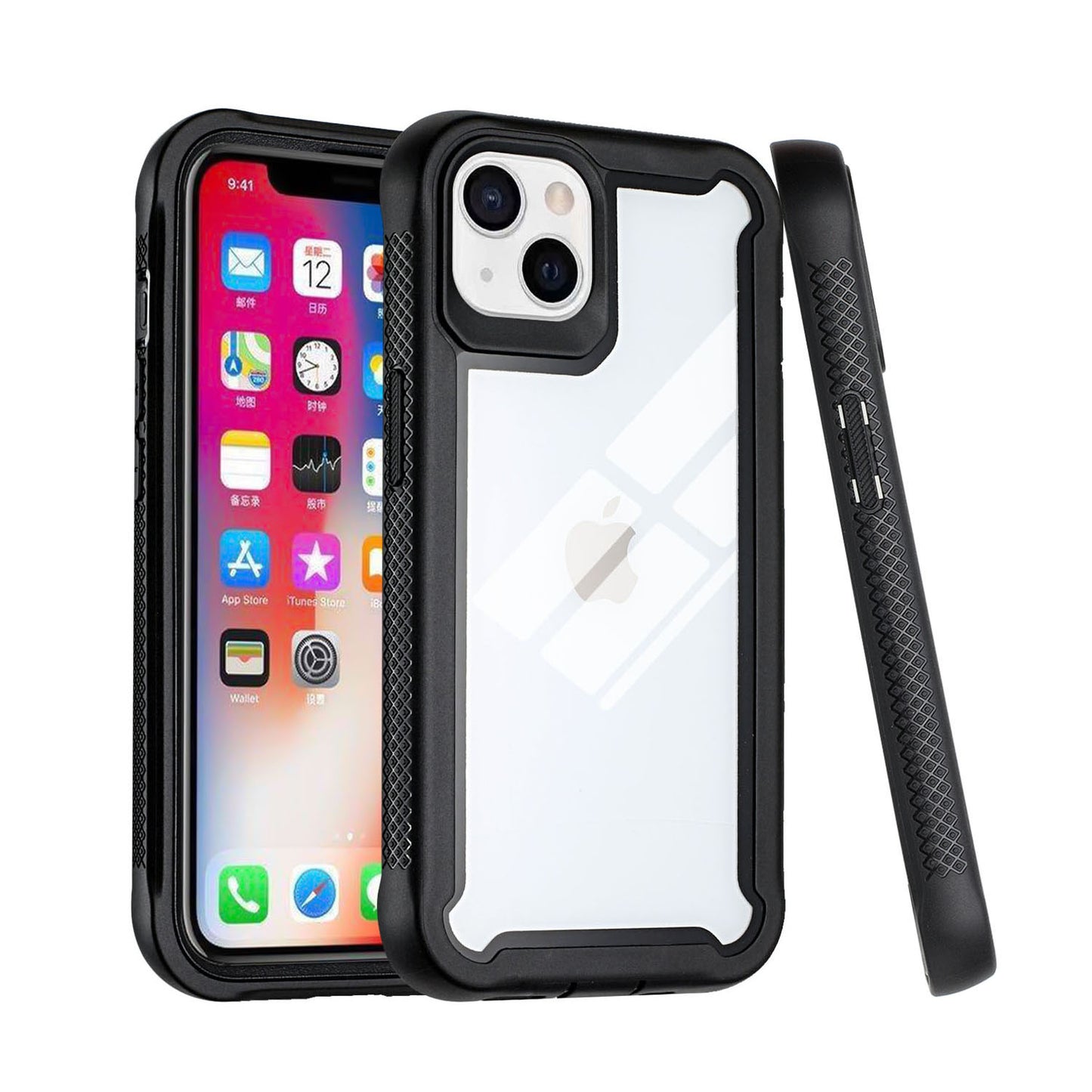 Apple iPhone 13 Pro 6.1 Transparent Shockproof Bumper 3in1 Hybrid Case Cover - Clear PC/Black TPU (1102302)