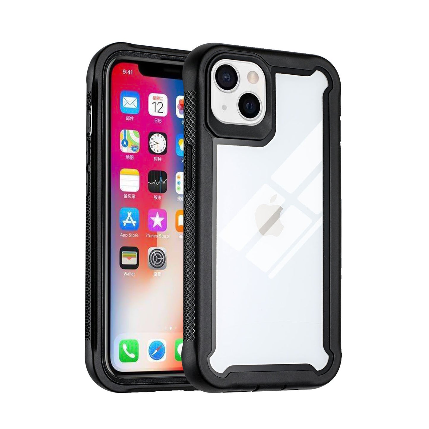 Apple iPhone 13 Pro 6.1 Transparent Shockproof Bumper 3in1 Hybrid Case Cover - Clear PC/Black TPU (1102302)