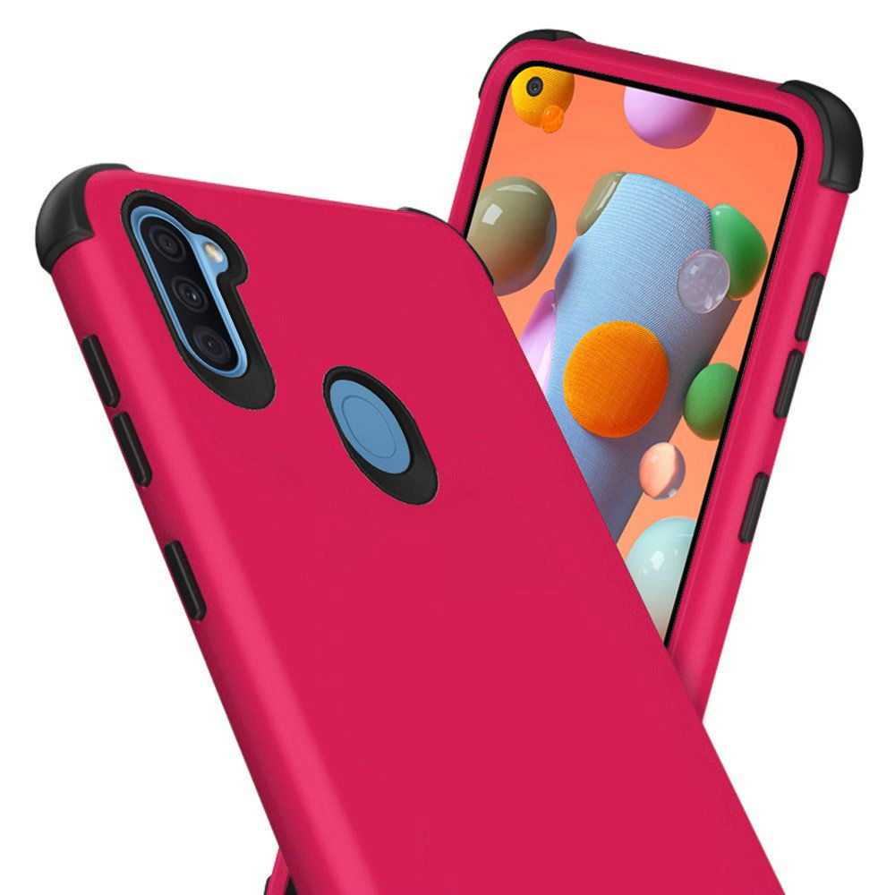 Samsung Galaxy A11 King Tuff Hybrid Case Cover - Hot Pink/Black (110069)