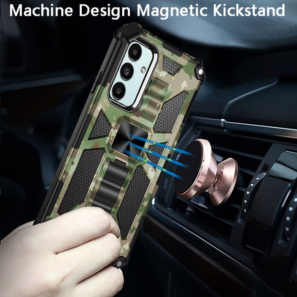 Samsung Galaxy A13 5G Machine Design Magnetic Kickstand Case Cover - Camo Green (1103206)