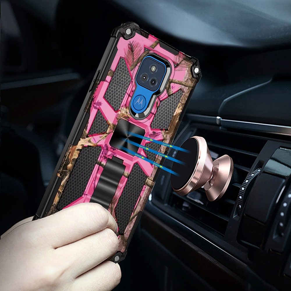 MOTO G PLAY (2021) Machine Design Magnetic Kickstand Case Cover - Camo Pink(1100826)