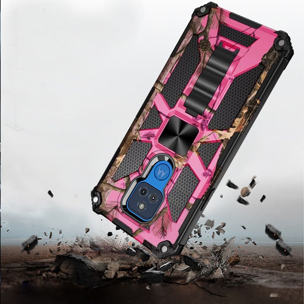 MOTO G PLAY (2021) Machine Design Magnetic Kickstand Case Cover - Camo Pink(1100826)