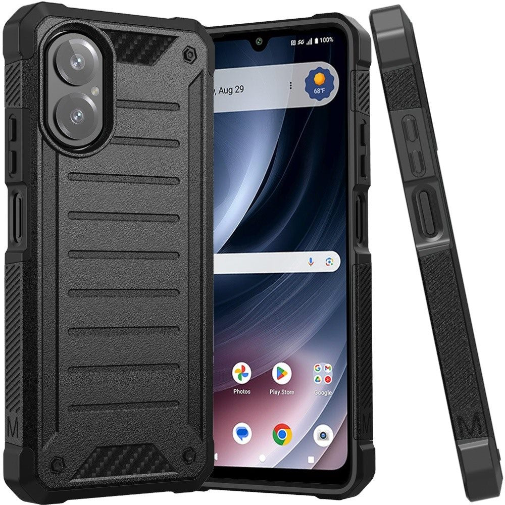 Cricket Icon Plus 2027 Premium Tough Lined Design Hybrid Case Cover - Black (1108286)(MSRP $49.99)