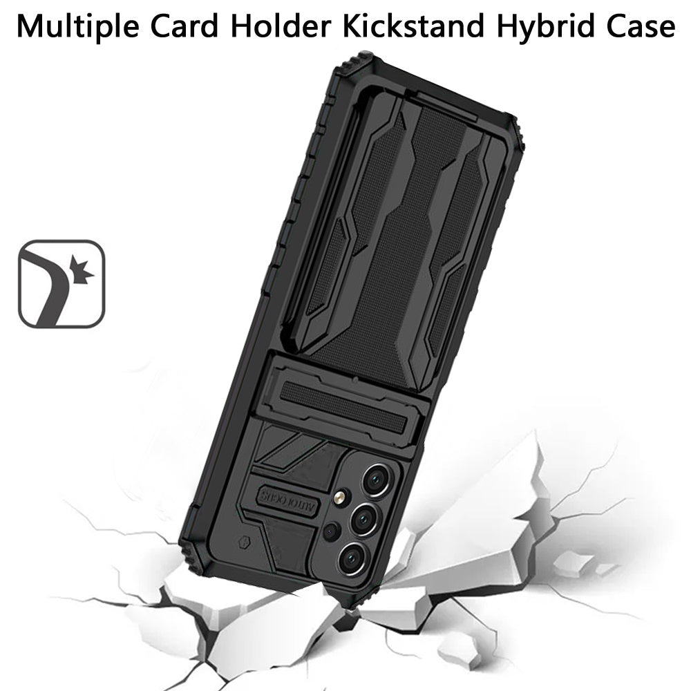 Samsung A53 5G Multiple Card Holder Kickstand Hybrid Case Cover - Black (1103546)