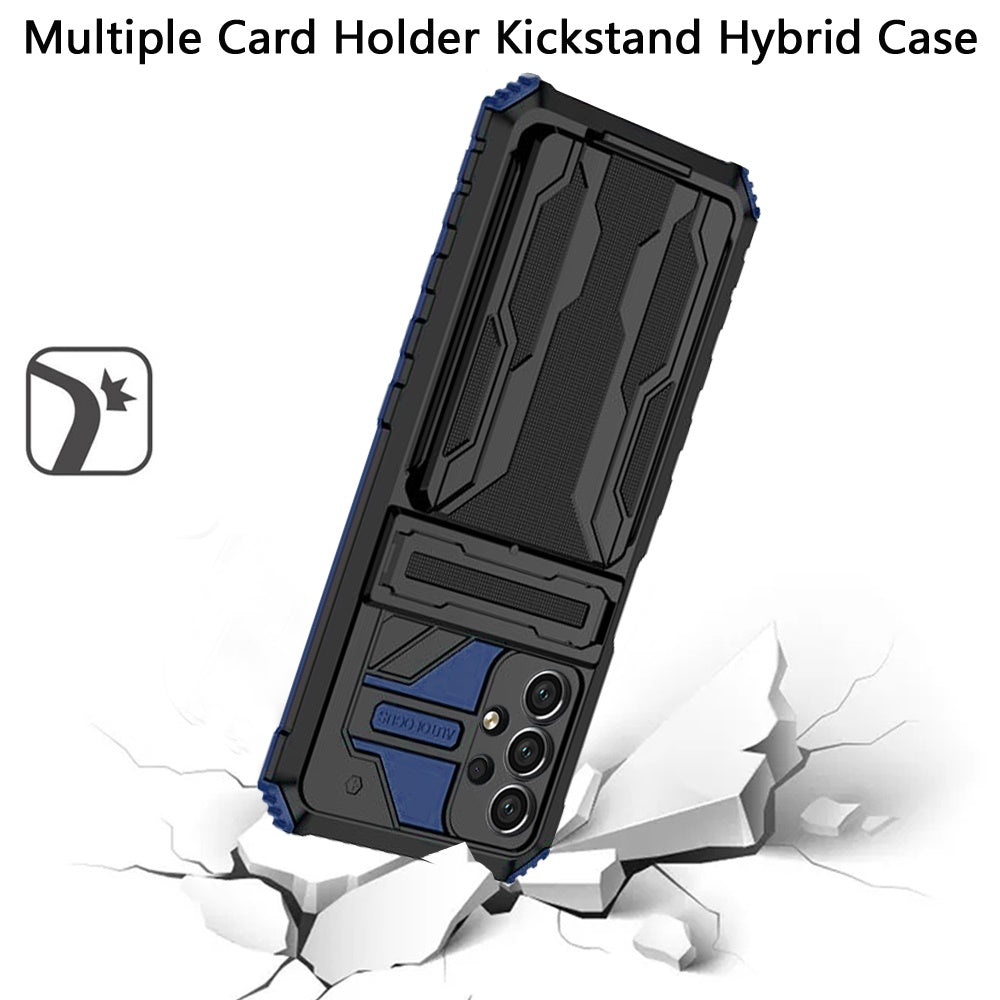 Samsung A53 5G Multiple Card Holder Kickstand Hybrid Case Cover - Navy Blue(1103547)