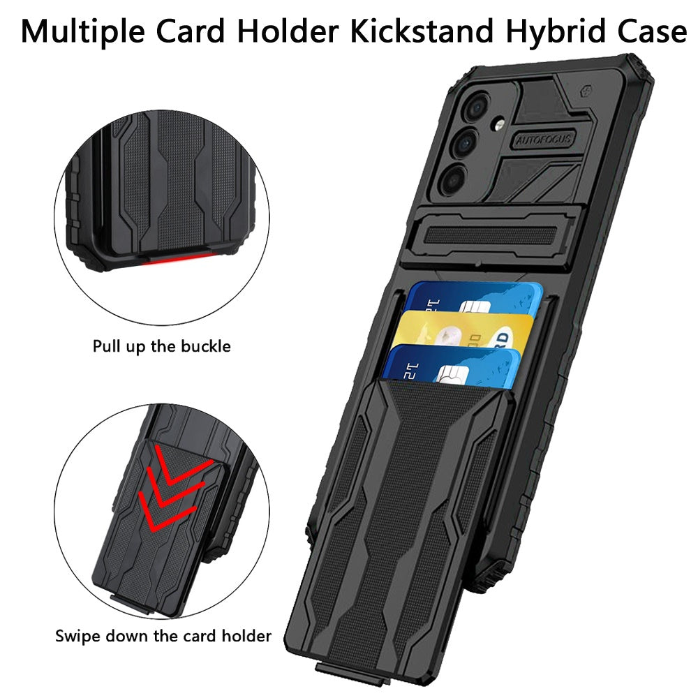 Samsung Galaxy A13 5G Multiple Card Holder Kickstand Hybrid Case Cover - Black (1103281)
