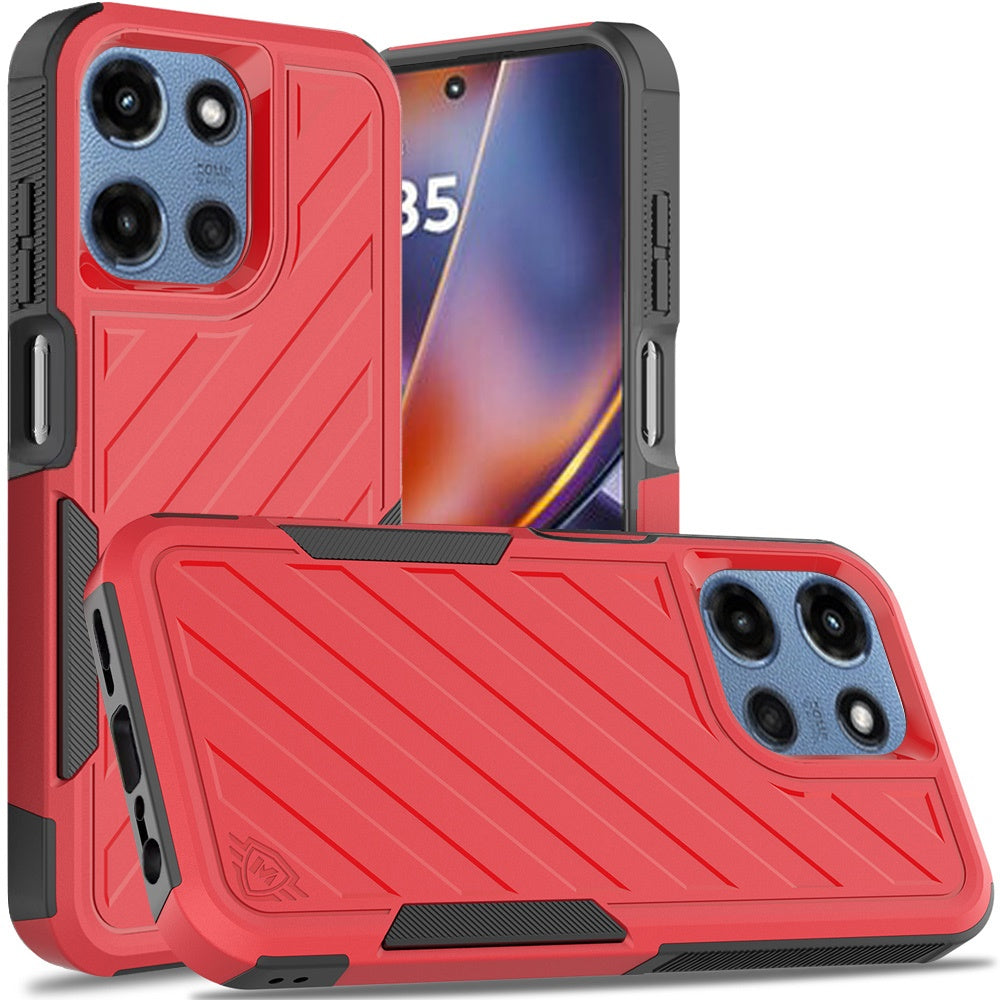 Motorola Moto G 5G 2025 Noble lined shockproof dual layer hybrid - Red/Black ( 1103606) (MSRP $49.99)