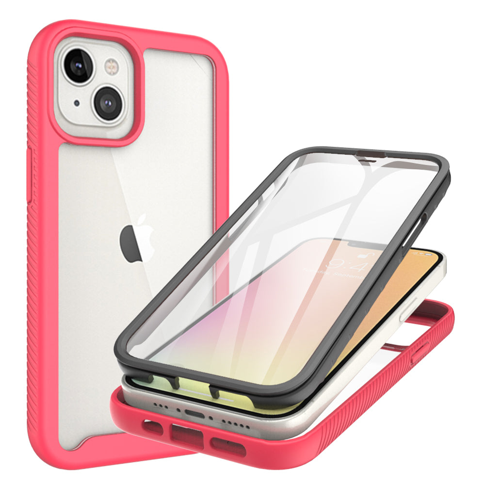 Apple iPhone 13 Pro 6.1 ShockProof Bumper Case with PET Screen Protector Case Cover - Clear/Red (1102297)