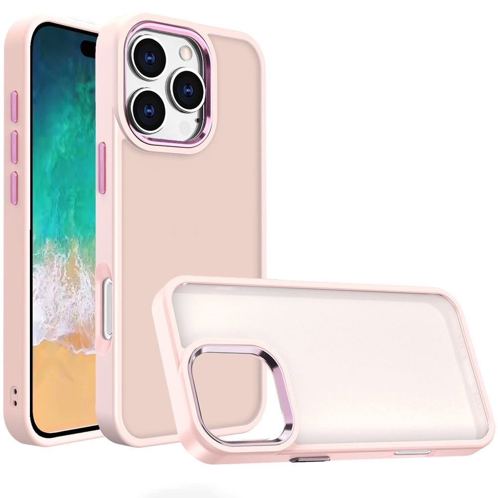 iPhone 16 Pro Max 6.9 inch Polished Oil Thick Acrylic Metal Button Hybrid Case Cover - Light Pink (11037790) ($39.99 MSRP)