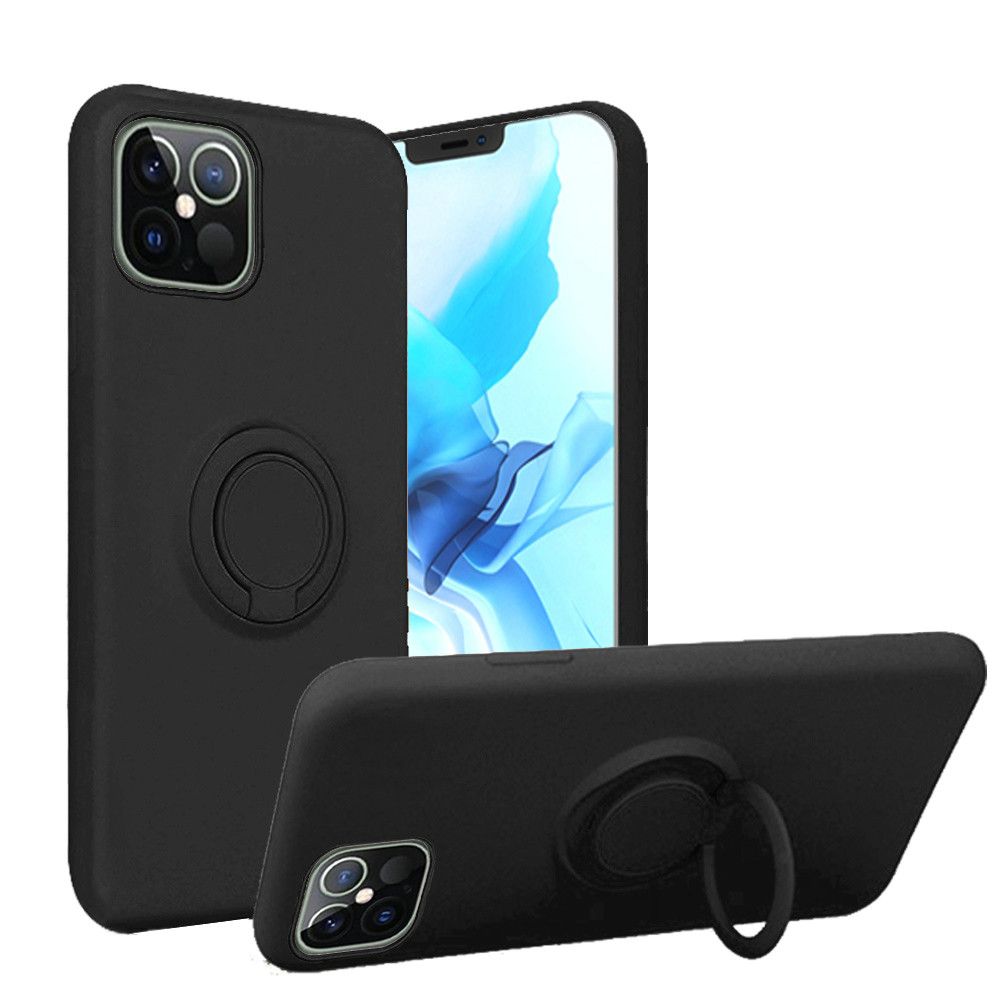Apple iPhone 13 Pro 6.1 Magnetic Ring Holder Stand TPU Case Cover - Black (1101996)