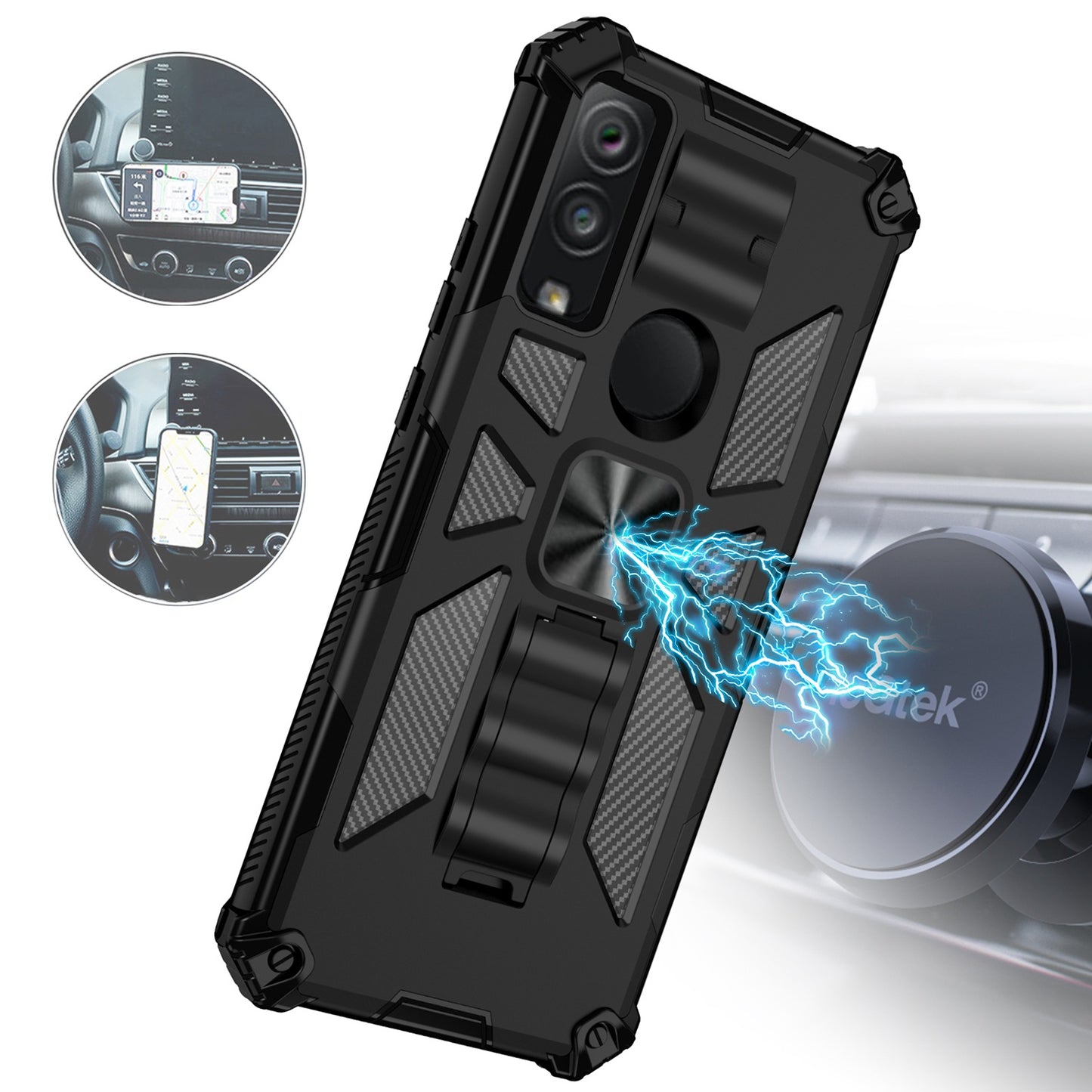 Cricket Ovation 3 Rockstar Machine Magnet Mount Friendly Kickstand Case Cover - Black/Black (1105257)