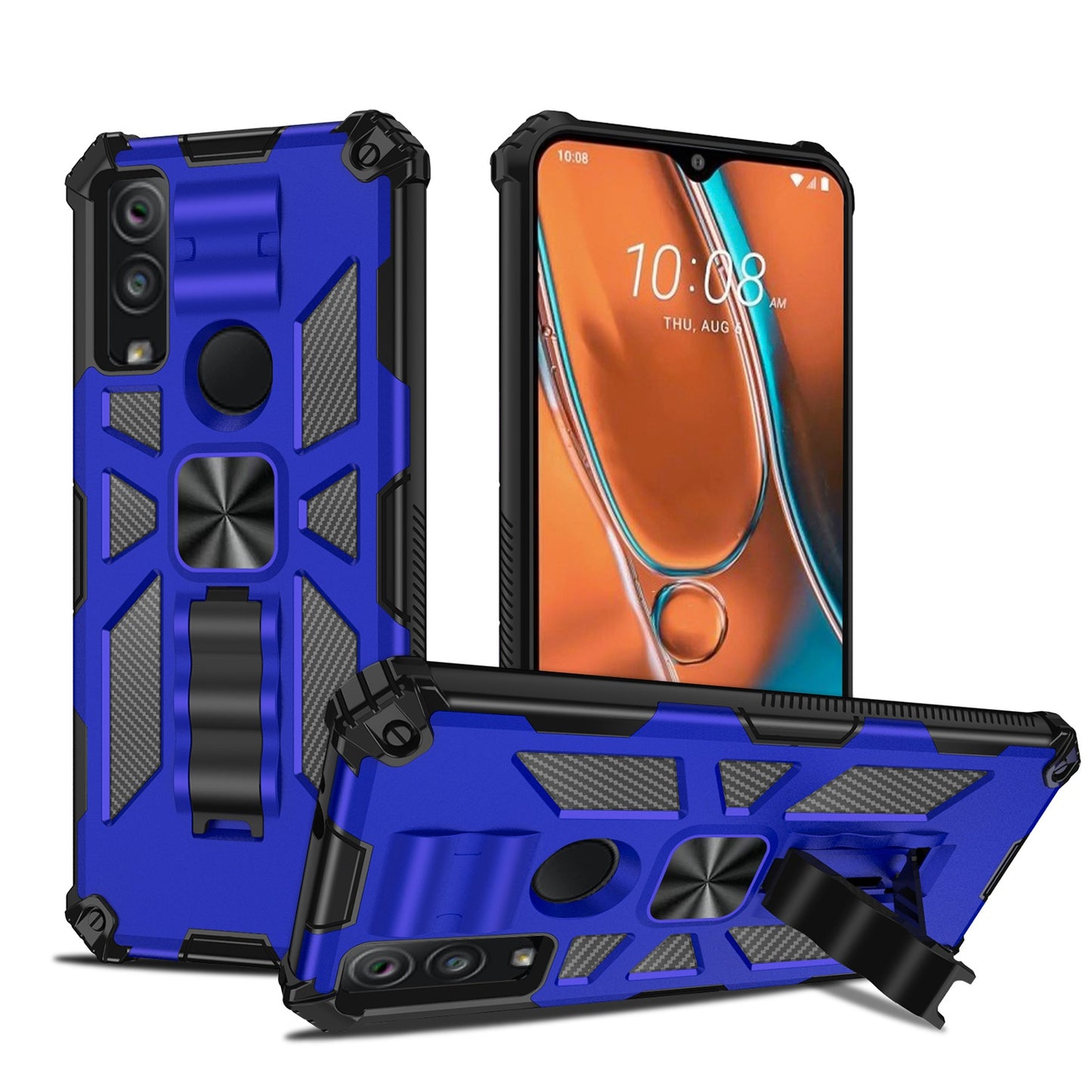 Cricket Ovation 3 Rockstar Machine Magnet Mount Friendly Kickstand Case Cover - Black/Blue (1105258)