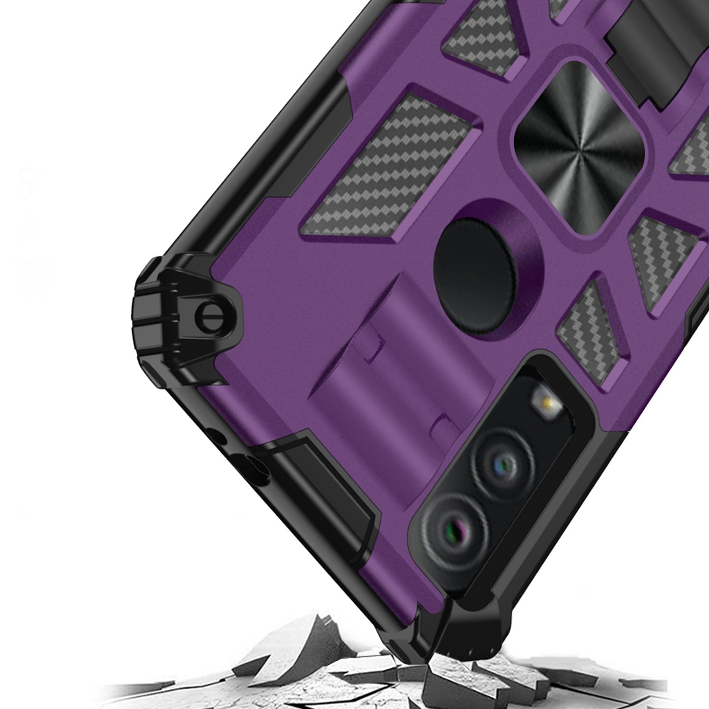 Cricket Ovation 3 Rockstar Machine Magnet Mount Friendly Kickstand Case Cover - Black/Purple (1105260)