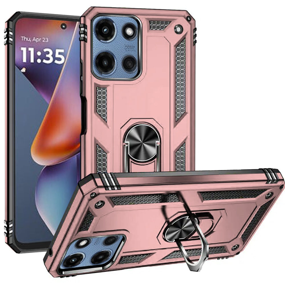 Motorola Moto G 5G 2025 Ring Magnetic Kickstand Hybrid Case Cover - Rose Gold (1107783)
