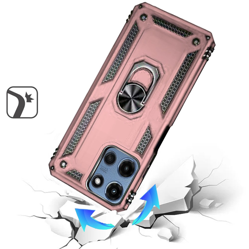 Motorola Moto G 5G 2025 Ring Magnetic Kickstand Hybrid Case Cover - Rose Gold (1107783)