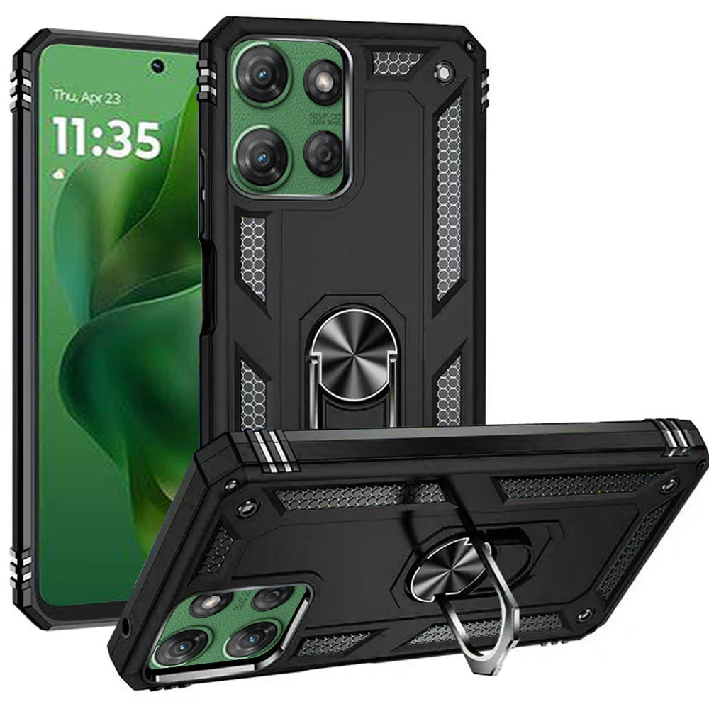 Motorola Moto G Power 5G 2025 Ring Magnetic Kickstand Hybrid Case Cover - Black (1102630)