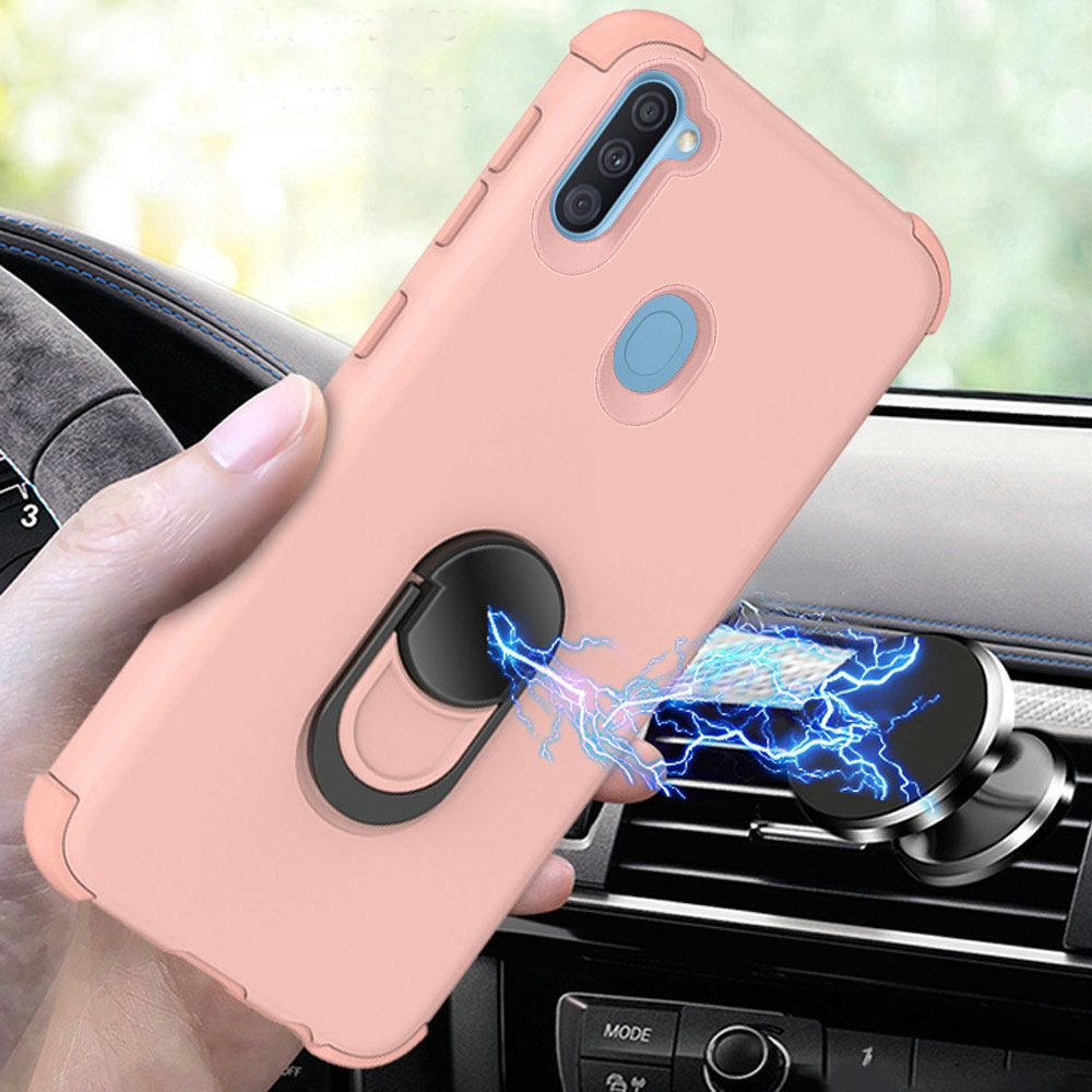 Samsung Galaxy A11 King Ring Magnetic Kickstand Case Cover - Rose Gold (110078)