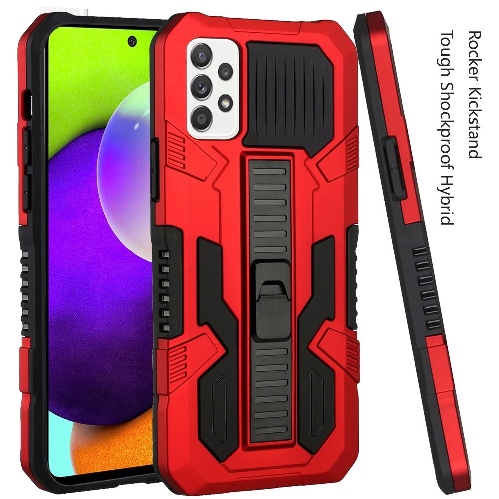 Samsung Galaxy A52 5G Rocker Kickstand Tough Shockproof Hybrid Case Cover - Red (1101074)