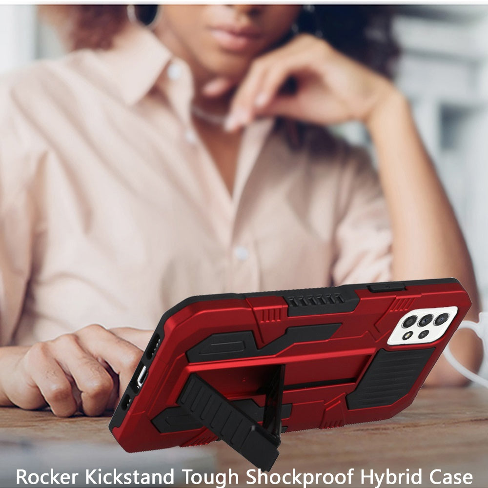 Samsung A53 5G Rocker Kickstand Tough Shockproof Hybrid Case Cover - Red (1103542)