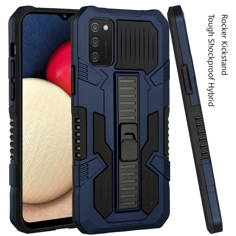 Samsung A02s Rocker Kickstand Tough Shockproof Hybrid Case Cover - Dark Blue (1100923)
