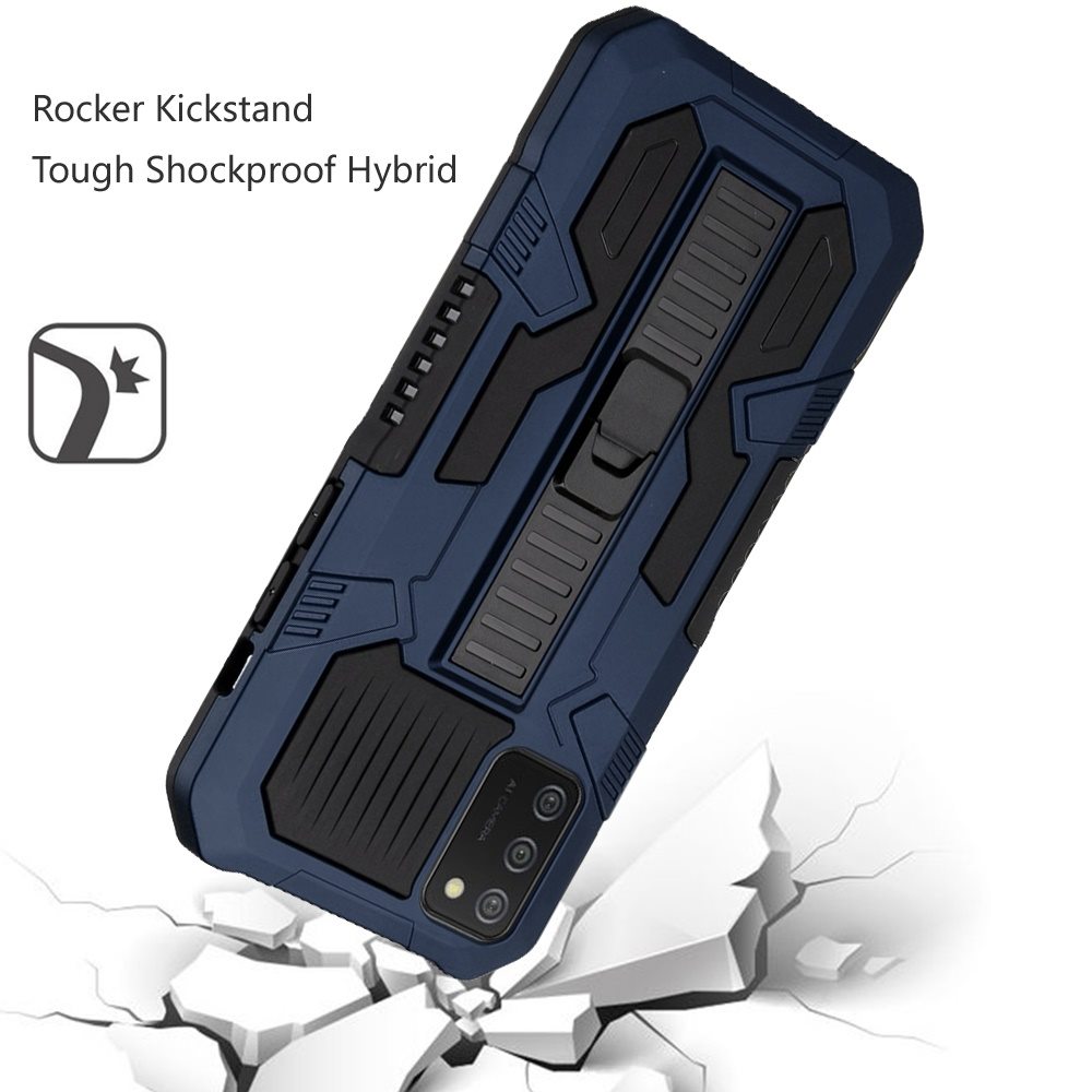 Samsung A02s Rocker Kickstand Tough Shockproof Hybrid Case Cover - Dark Blue (1100923)