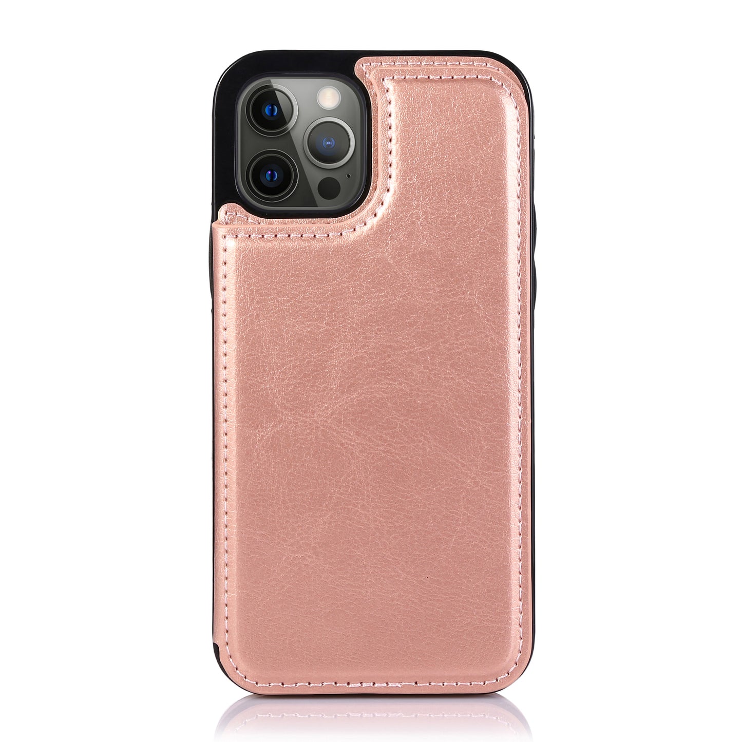 Apple iPhone 12 Mini 5.4 Luxury Side Magnetic Button Card ID Holder PU Leather Case Cover - Rose Gold (1101840)