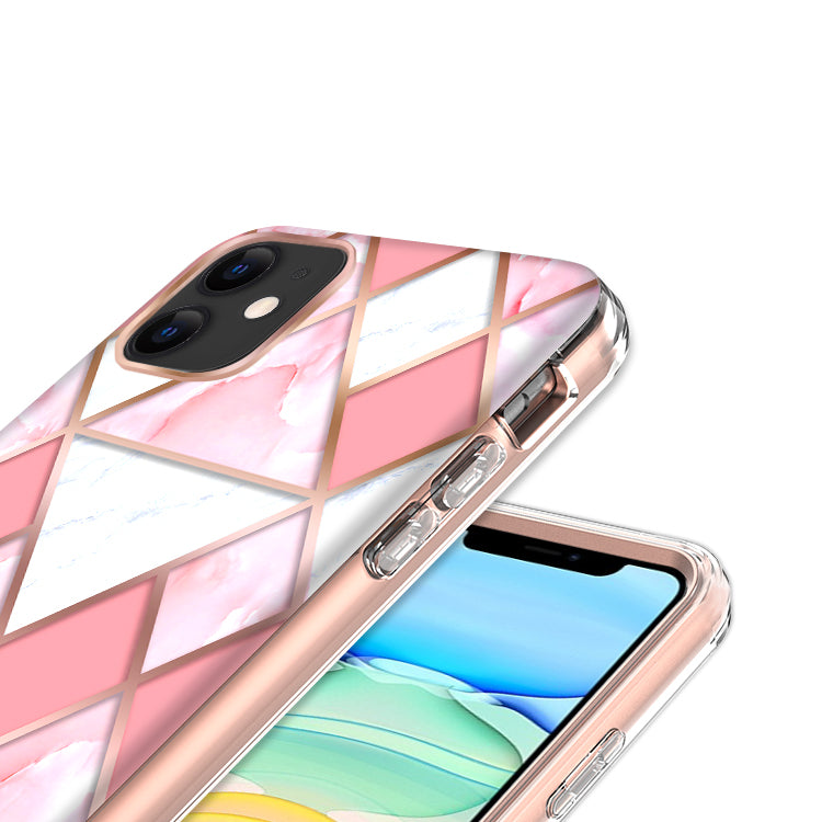 Apple iPhone XR Slick 3in1 Premium IMD Electroplated Hybrid Design Case Cover - Pink Marble (1102734)