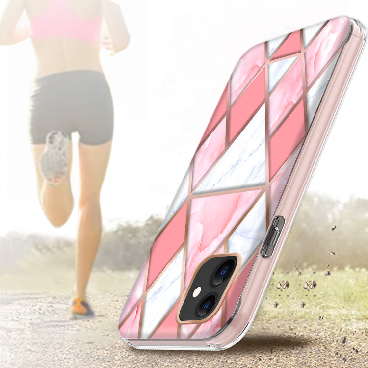 Apple iPhone XR Slick 3in1 Premium IMD Electroplated Hybrid Design Case Cover - Pink Marble (1102734)