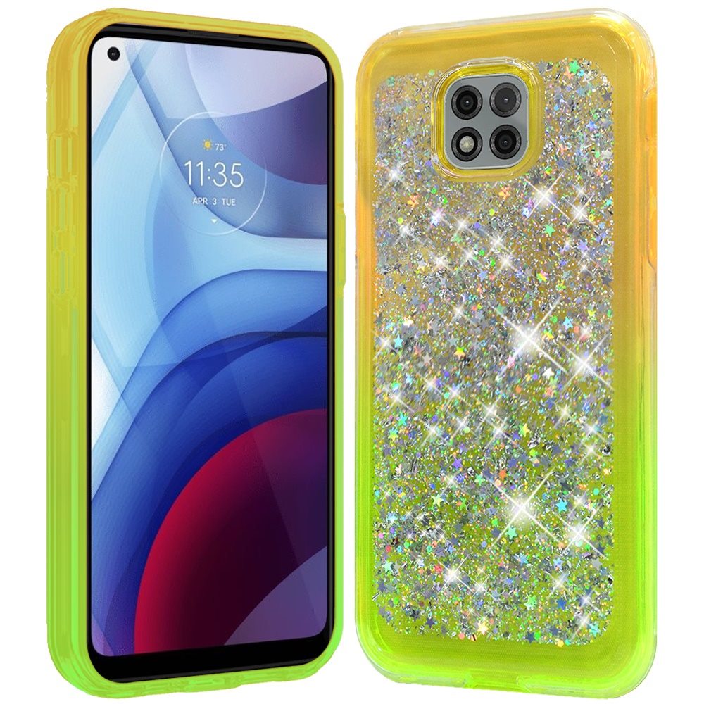 Moto G Power 2021 Star Sprinkled Epoxy Case Cover - Yellow/Neon Green (1103500)