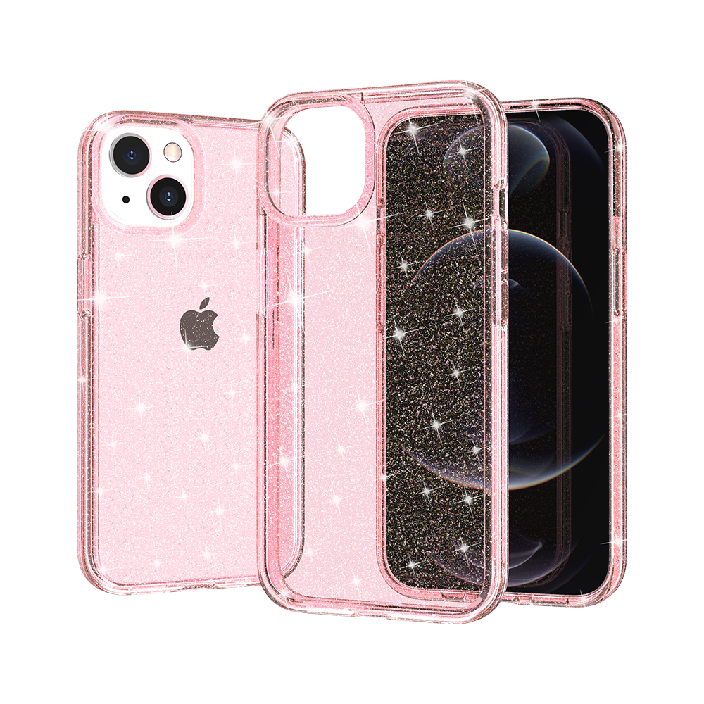 Apple iPhone 13 Pro Glitter Ultra Thick 3mm Transparent Hybrid Case Cover - Pink (1102782)