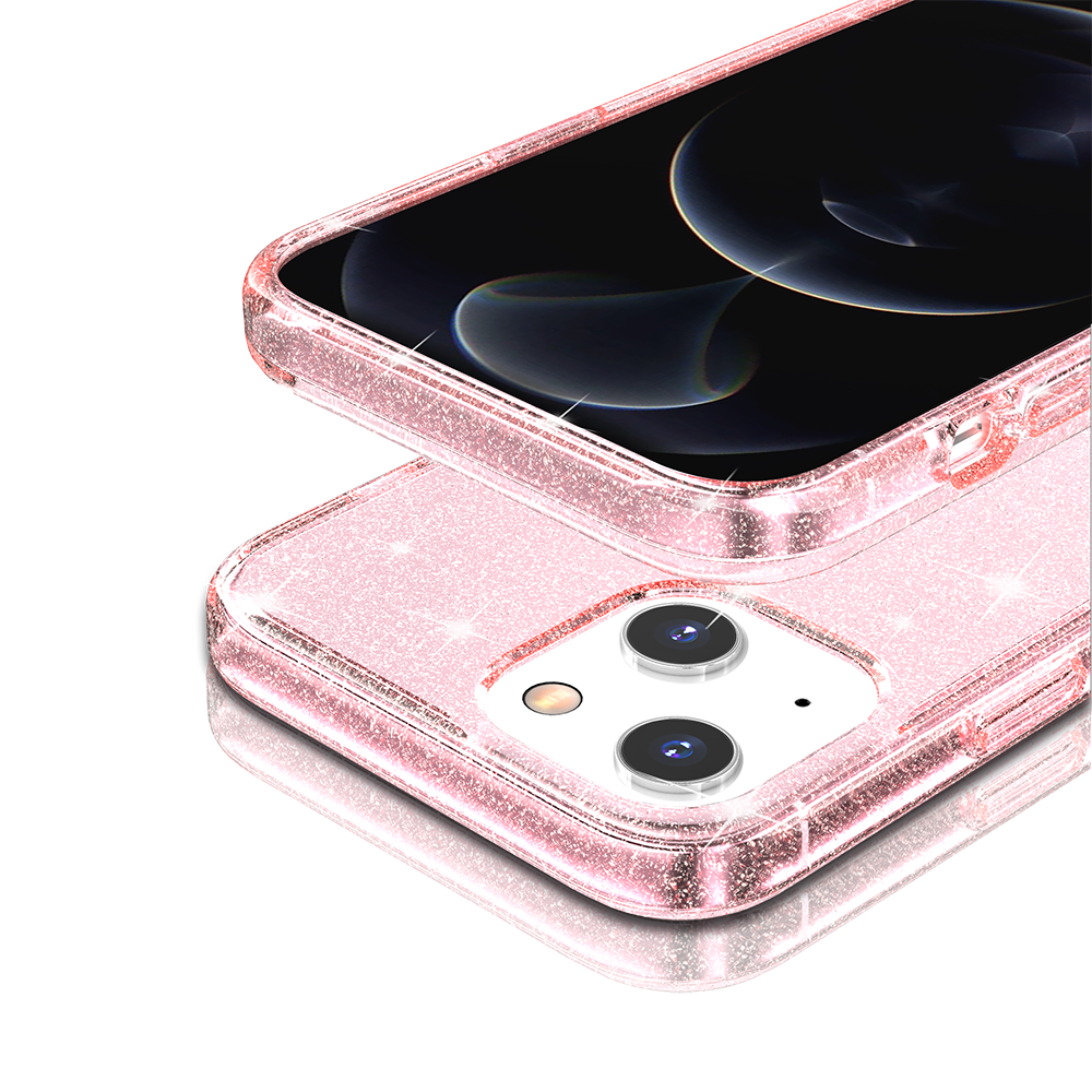 Apple iPhone 13 Pro Glitter Ultra Thick 3mm Transparent Hybrid Case Cover - Pink (1102782)