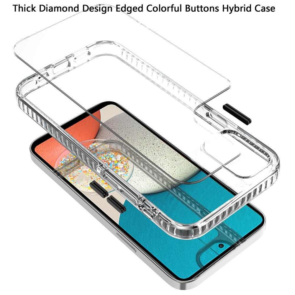 Samsung A53 5G Thick Diamond Design Edged Colorful Buttons Hybrid Case Cover - Clear/Black (1103543)