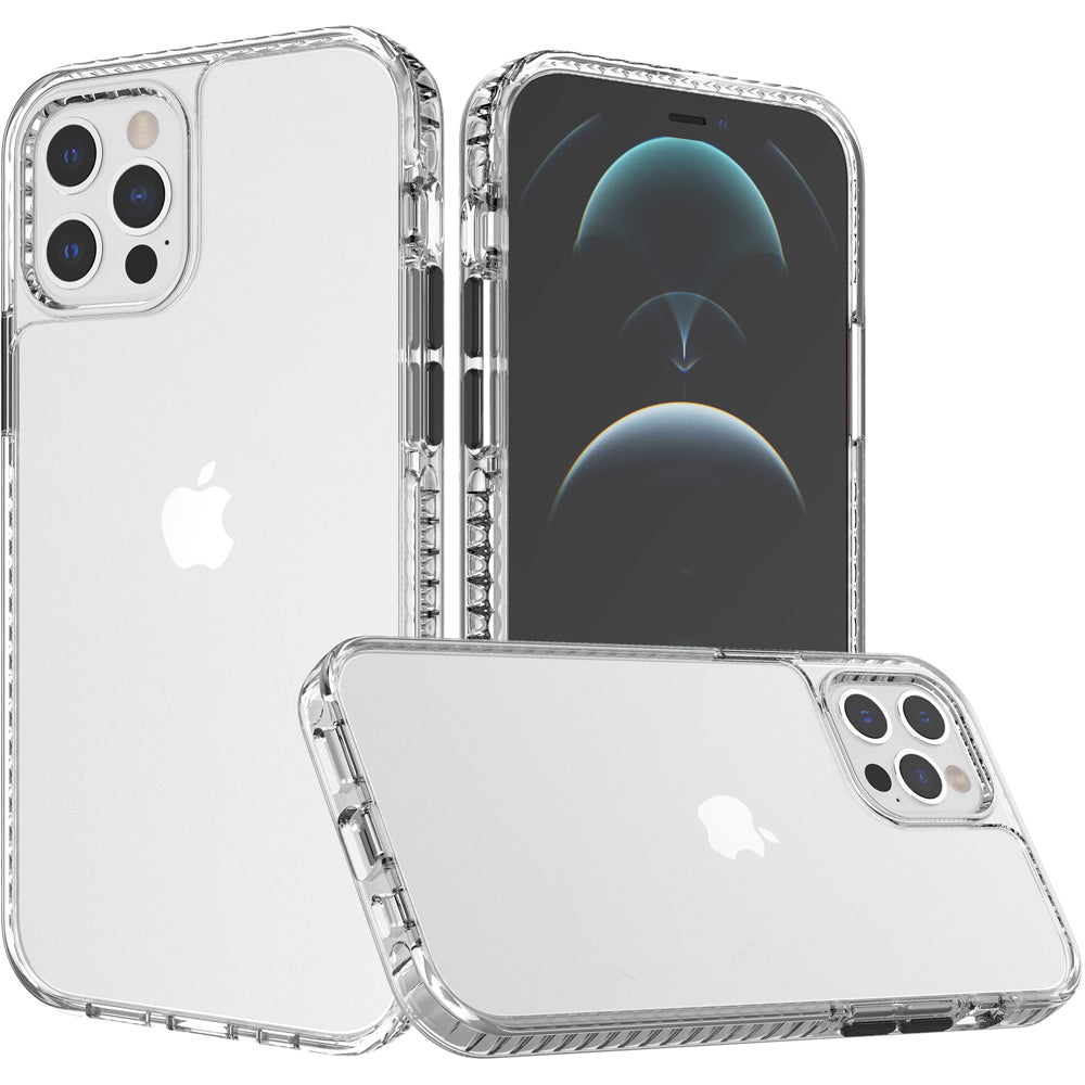 Apple iPhone 14 PRO 6.1" Thick Diamond Design Edged Colorful Buttons Hybrid Case Cover - Clear/Black (1104850)