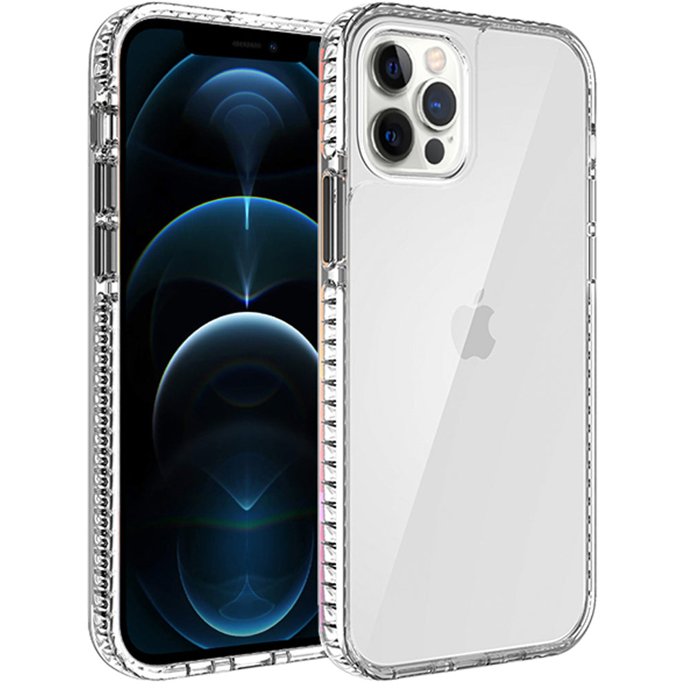 Apple iPhone 14 PRO 6.1" Thick Diamond Design Edged Colorful Buttons Hybrid Case Cover - Clear/Black (1104850)