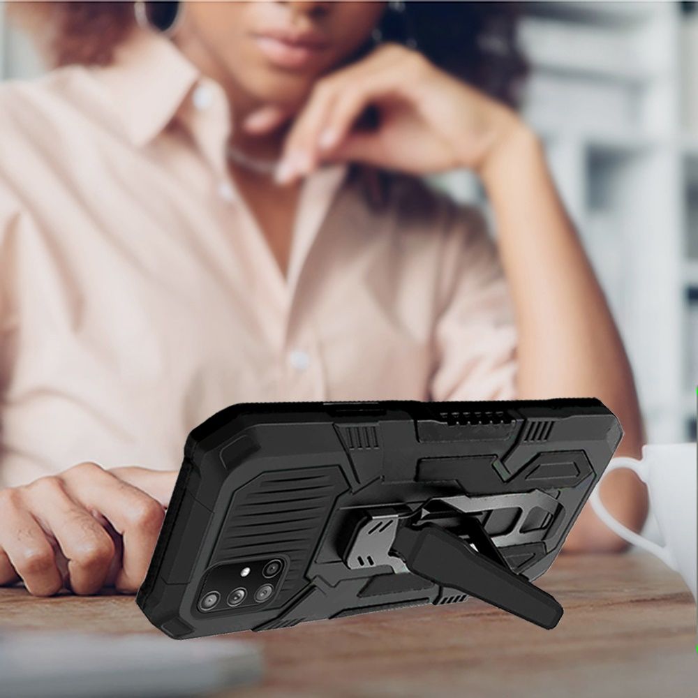 Samsung Galaxy A51 5G Travel Kickstand Clip Hybrid Case Cover - Black (110290)