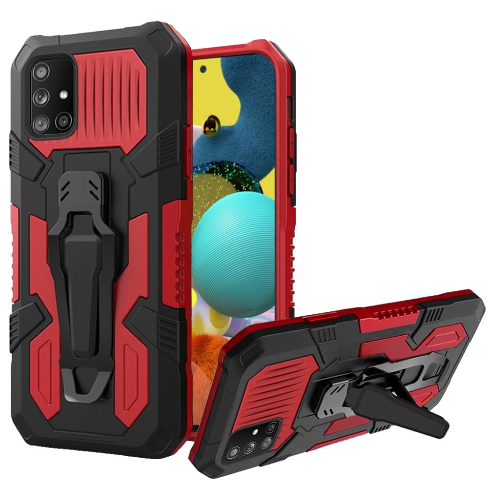 Samsung Galaxy A51 5G Travel Kickstand Clip Hybrid Case Cover - Red (110291)