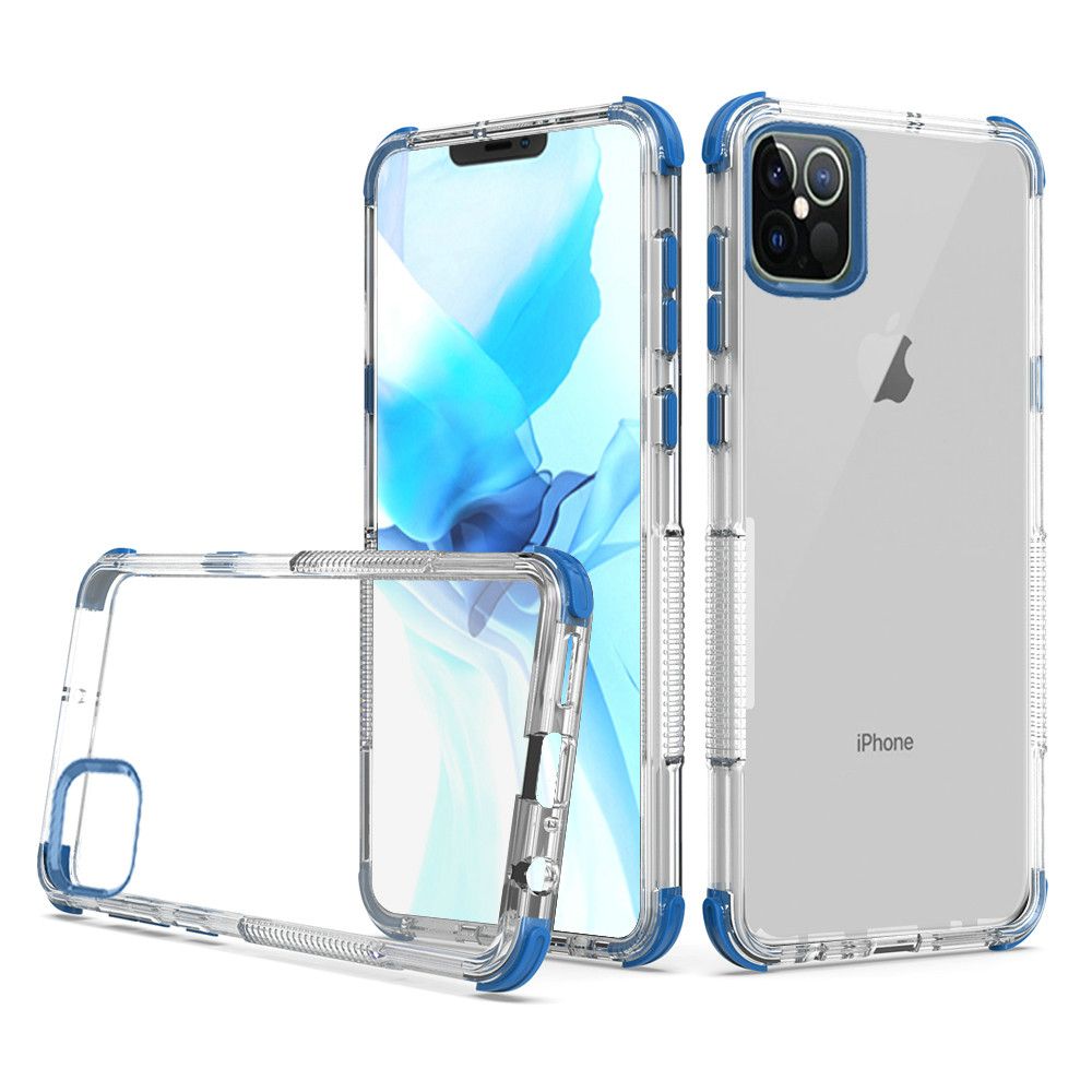 APPLE iPhone 12 Pro Max (6.7) Premium Ultra Edge Sturdy Shockproof Bumper Transparent PC TPU - Clear/Blue (10229)
