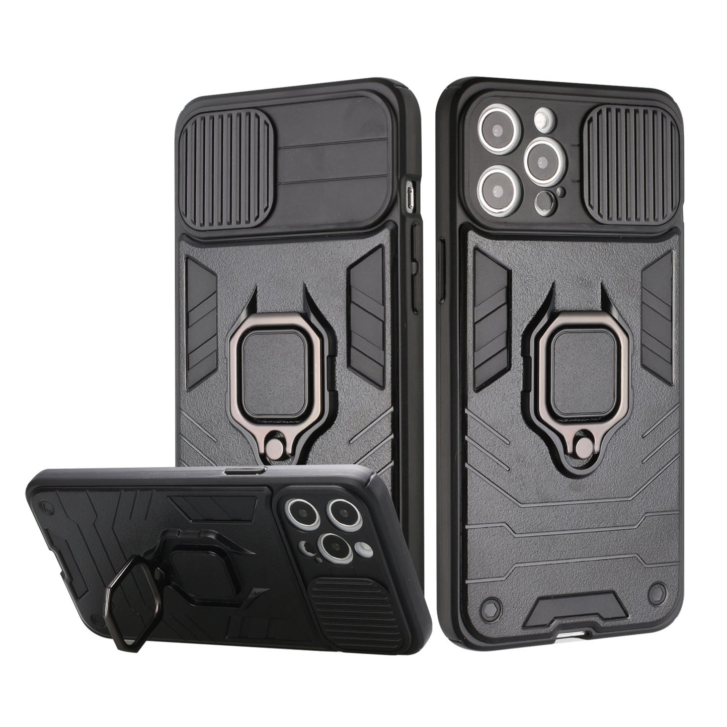 Apple iPhone XR Urban Design Magnetic Ring Stand Hybrid Camera Case Cover - Black (1103034)