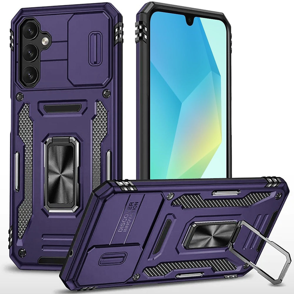 Samsung A16 5G Utter Tough Metal Ring Movable Camera Window Hybrid Case Cover - Dark Purple ( 1103659) (MSRP $39.99)