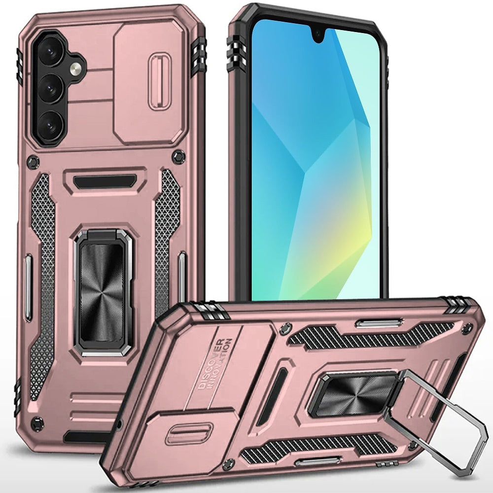 Samsung A16 5G Utter Tough Metal Ring Movable Camera Window Hybrid Case Cover - Rose Gold ( 1103660) (MSRP $39.99)